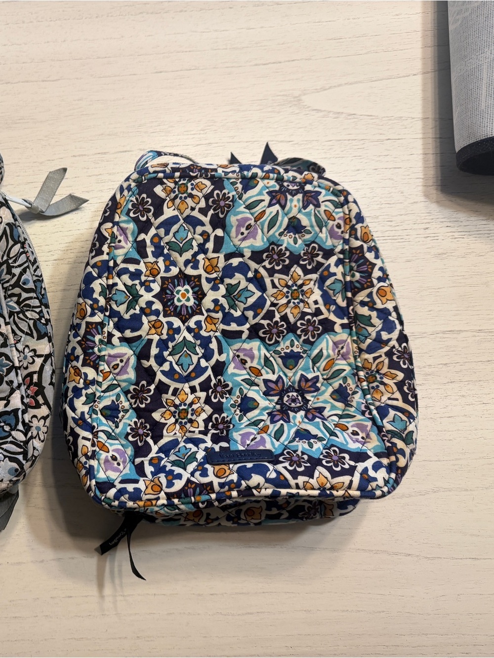 Vera Bradley Blue and Cream Mosaic Quilted lunch Bags (Pair)
